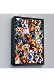 Ahşap Çerçeveli Sevimli Köpekler Tablosu-7920