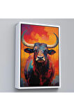 Ahşap Çerçeveli Sevimli Boğa Tablosu-7943