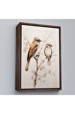 Ahşap Çerçeveli Serçe Kuşları Tablo-8036