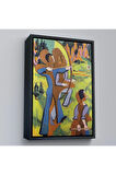 Ahşap Çerçeveli Ernst Ludwig Kirchner - Okçular Tablosu - Archers-8064