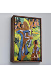 Ahşap Çerçeveli Ernst Ludwig Kirchner - Okçular Tablosu - Archers-8064