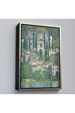 Ahşap Çerçeveli Gustav Klimt - Cassone'Deki Kilise Selvili Manzara Tablosu-8095