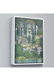 Ahşap Çerçeveli Gustav Klimt - Cassone'Deki Kilise Selvili Manzara Tablosu-8095