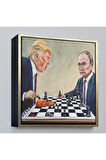 Ahşap Çerçeveli Donald Trump - Vladimir Putin Santranç OyTTÇ.KNVken Tablosu-8316