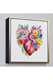 Ahşap Çerçeveli Çiçeklerle Çevrili Kalp Tablosu - Doktor Hediyesi-8325