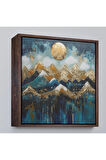 Ahşap Çerçeveli Dağların Üstündeki Güneş Manzara Tablo-8354