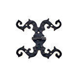 Antika Tarz Dekoratif Pirinç Süslü Menteşe - 100x90 mm, Oksit