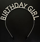 Gümüş Kristal Taşlı Birthday Girl Doğum Günü Tacı İthal Ürün 17x16 cm