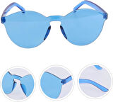 Sert Mika Oval Şekilli Çerçevesiz Mavi Gözlük Retro Parti 5x14 cm