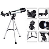 Mini Teleskop Kara Uzay Teleskobu Aliminyum Gövde Tripodlu 50 x 360