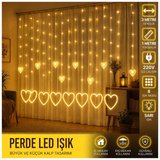 3 Mt 8 Modlu Kalp Perde LED Işık (Sarı (Sıcak Beyaz) Işık Dekoratif Işıklandırma)