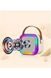 Karaoke Kablosuz Hoparlör Mikrofonlu Rgb Işıklı Bluetooth Speaker Tf Kart/usb Beyaz