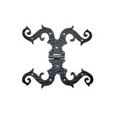 Antika Tarz Dekoratif Pirinç Süslü Menteşe - 190x170 Mm, Oksit