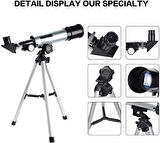 50x360 Mini Teleskop Kara Uzay Teleskobu Aliminyum Gövde Tripodlu