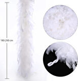 Beyaz Renk Kabarık Kalın Otriş Boa Tüy 6 Cm Genişlik 180-200 Cm Uzunluk