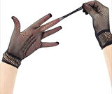 Siyah Renk Likralı File Eldiven Parmaklı Örgü Eldiven Yetişkin Boy