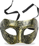Altın Eskitme Yüz Maskesi - Antik Tarz Balo Maskesi