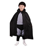 Siyah Renk Yakalı Çocuk Pelerin 90 Cm