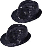 Çocuk Boy Siyah Payetli Şapka Gösteri Şapkası Michael Jackson Şapkası 54 No