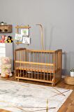 Ahşap Anne yanı 60x120 bebek beşiği Doğal (Vernikli) Boyalı Tutku Bebek Beşiği Uyku Setsiz Yataksız