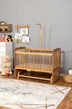 Ahşap Anne yanı 60x120 bebek beşiği Doğal (Vernikli) Boyalı Tutku Bebek Beşiği Uyku Setsiz Yataksız