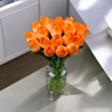 Tekli Yapay Islak Lale Turuncu