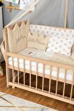 Ahşap Anne yanı 60x120 bebek beşiği Organik(boyasız) Tutku Bebek Beşiği Krem Nakış Kız