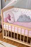 Ahşap Anne yanı 60x120 bebek beşiği Organik(boyasız) Tutku Bebek Beşiği Pembe Yıldız