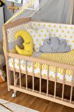 Ahşap Anne yanı 60x120 bebek beşiği Organik(boyasız) Tutku Bebek Beşiği Sarı Yıldız Uyku Setli + Tekerlekli
