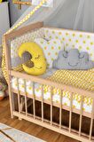 Ahşap Anne yanı 60x120 bebek beşiği Organik(boyasız) Tutku Bebek Beşiği Sarı Yıldız Uyku Setli