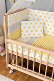 Ahşap Anne yanı 60x120 bebek beşiği Organik(boyasız) Tutku Bebek Beşiği Sarı Yıldız Tek Yastık Uyku Seti + Tekerlek