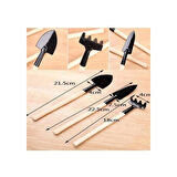 Mini Ahşap Hobi Bahçe Seti 3 Parça | Küçük Kürek Tırmık Dikim Araçları Bitki Bakım Seti