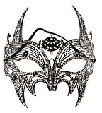 Siyah Lazer Kesim Kristal Taşlı Metal Lüks Maske