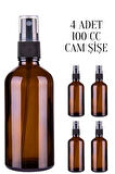 4 Adet 100 ml Amber Kapaklı Siyah Sprey 100 Cc Fısfıs Kolonya Dezenfektan Kahverengi Cam Şişe