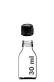 12 Adet 30 ml Kilitli Siyah Kapaklı Şeffaf Detox Shot Şişesi 30 Cc Ginger Şat Beyaz Cam Şişe 