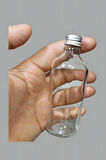 6 Adet Şeffaf Cam Shot Şişesi Sızdırmaz Gümüş Metal Kapaklı Kolonya Koku Süs Çok Amaçlı Şişe 100ml
