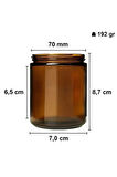 3 Adet 210 ml Cam Kavanoz Amber Mumluk 210 Cc Metal Siyah Kapaklı Mum Kavanozu Kahverengi