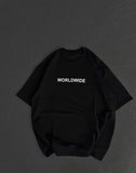 TUA MODA Unisex Bisiklet Yaka Baskılı Oversize T-Shirt - Siyah