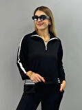 TUA MODA Kadın Polo Yaka Paça Yırtmaçlı Ribanalı İkili Takım
