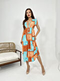 TUA MODA 6592 ELBİSE-TURUNCU