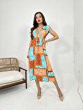 TUA MODA 6592 ELBİSE-TURUNCU