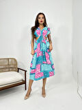 TUA MODA 6592 ELBİSE-MAVİ