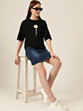 TUA MODA Baskılı T-shirt - Siyah
