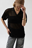 TUA MODA Polo Yaka Transparan  T-Shirt