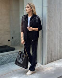 TUA MODA Kadın Iki Iplik Kumaş Pul Ve Fermuar Detaylı Ikili Takım