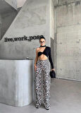 TUA MODA LEOPAR PALAZZO PANTOLON - Bej