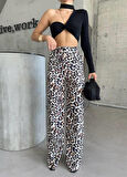 TUA MODA LEOPAR PALAZZO PANTOLON - Bej
