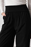 TUA MODA Katlanabilir Bel Pantolon - Siyah