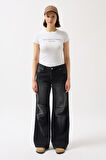 TUA MODA Baskılı Likralı Crop T-Shirt