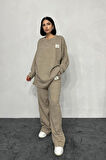 TUA MODA Bej Salaş Bluz Ve Pantolon Takım